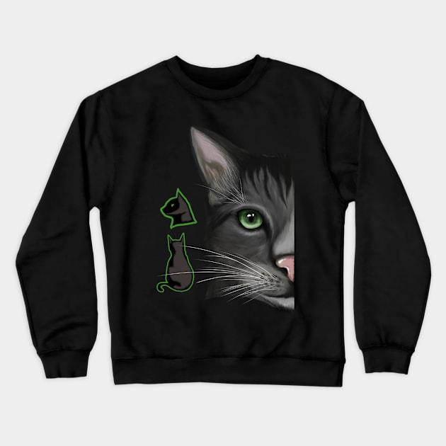 Half Faced Cat Crewneck Sweatshirt by Markyartshop